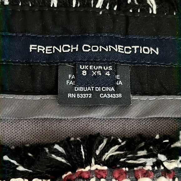 French Connection Pixel Mix Fringed Textured Tweed Finish Mini Skirt - Size 4 - Picture 4 of 5
